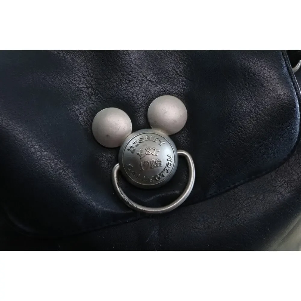 Disney Mickey Mouse Black Faux Leather Vinyl Backpack